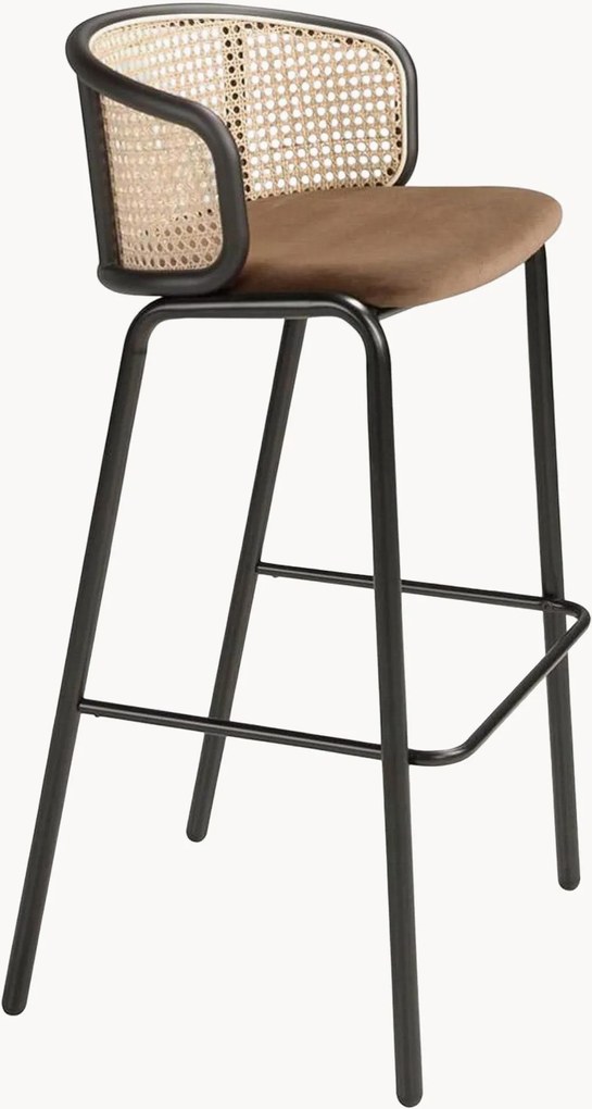 Cadeira de bar com encosto em veludo e vime David