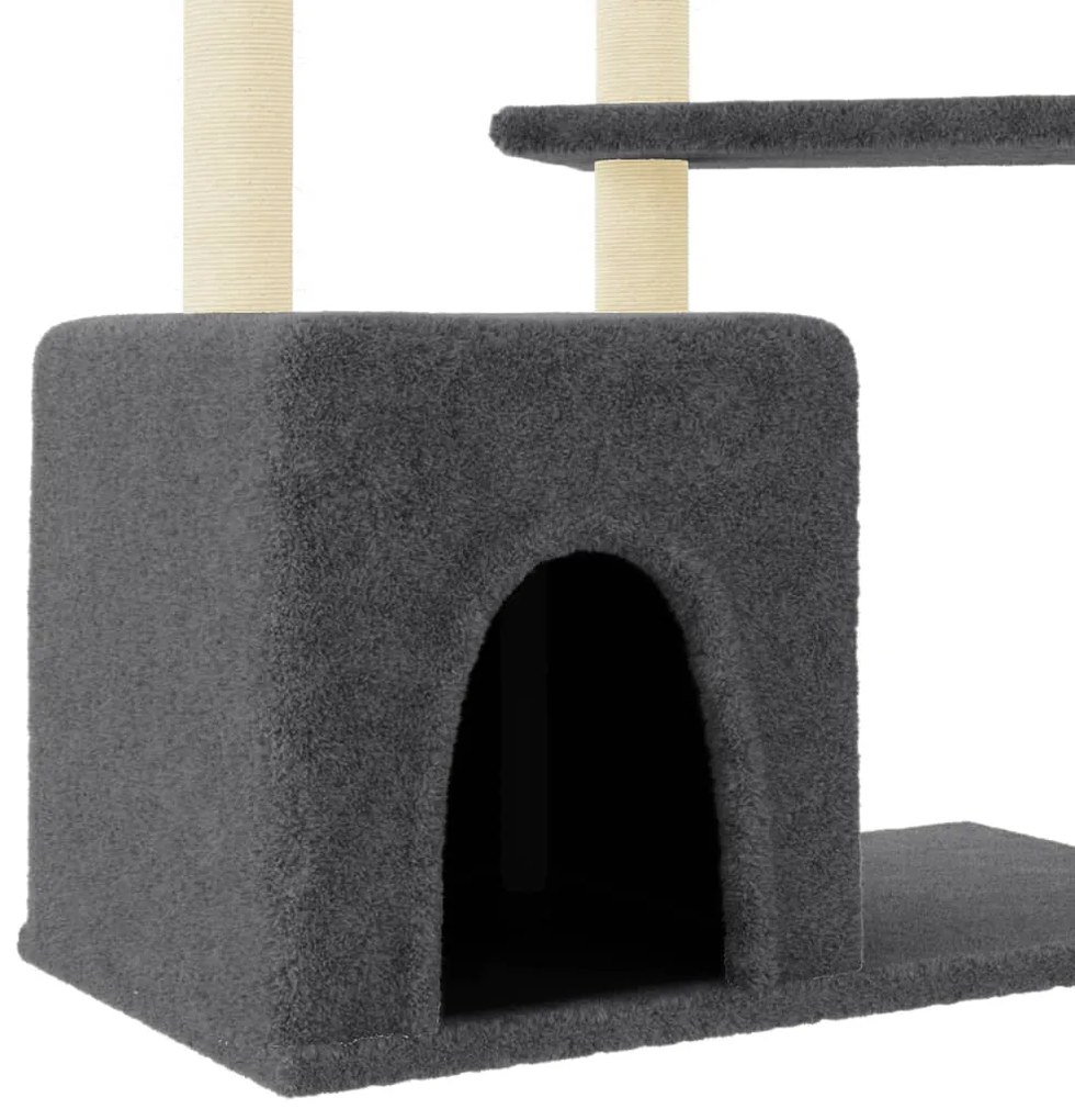 Árvore gatos c/ postes arranhadores sisal 107,5 cm cinza-escuro