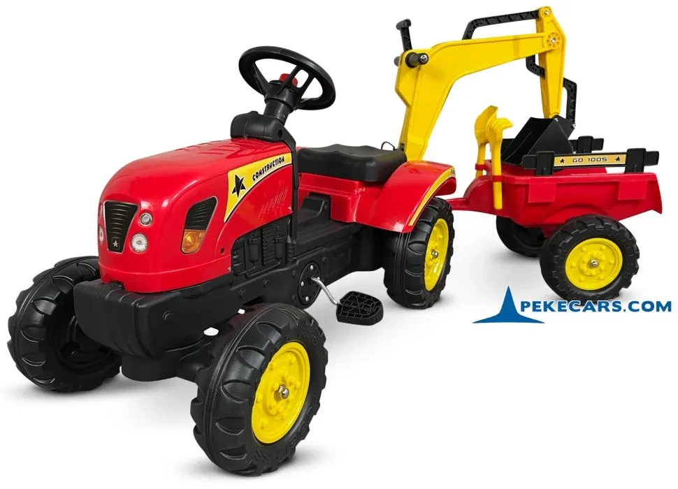 Lindo trator elétrico para crianças New Holland T7 12 com reboque.