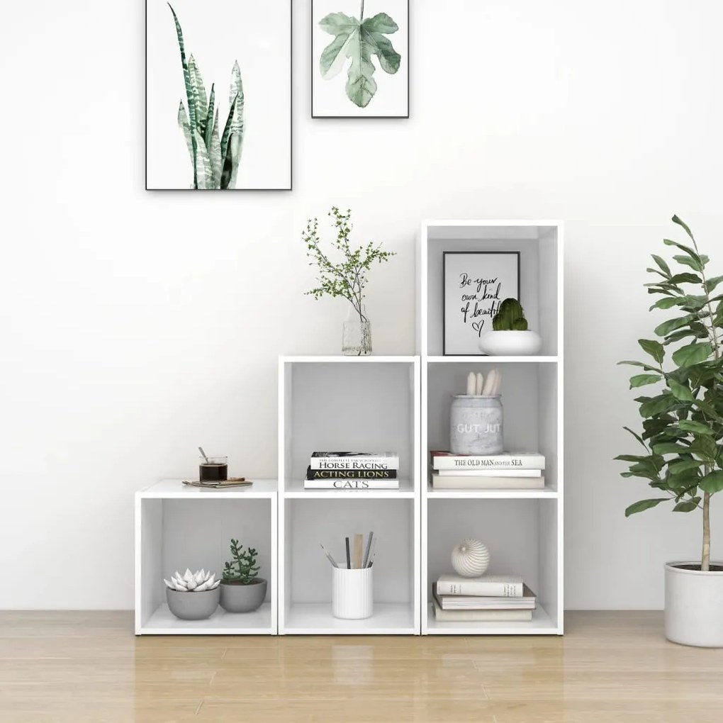 3 pcs conjunto de móveis para TV contraplacado branco