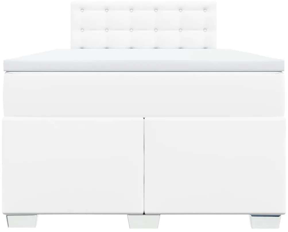 Cama boxspring com colchão 120x190 cm couro artificial branco