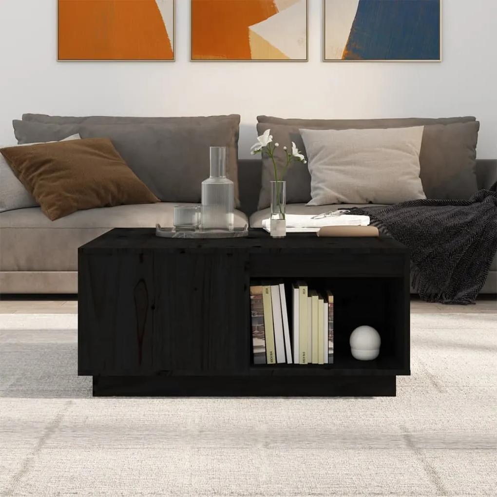 Mesa de centro 80x81x36,5 cm madeira de pinho maciça preto