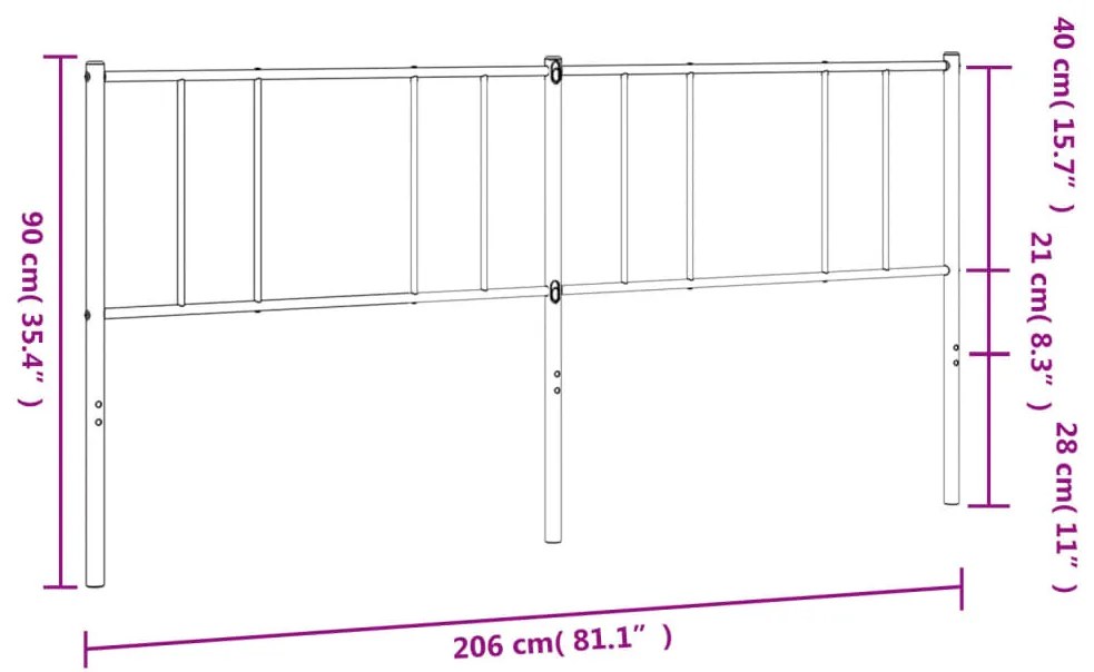 Cabeceira de cama 200 cm metal preto