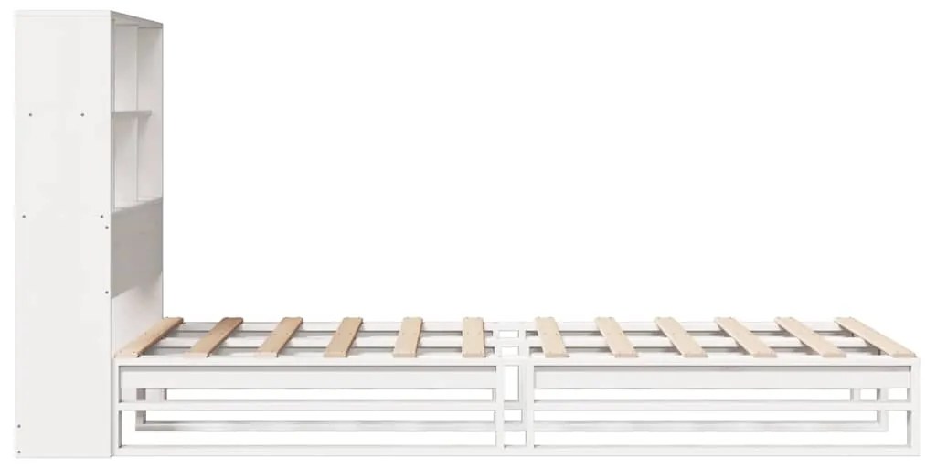 Cama com estante sem colchão 90x190 cm madeira maciça branco