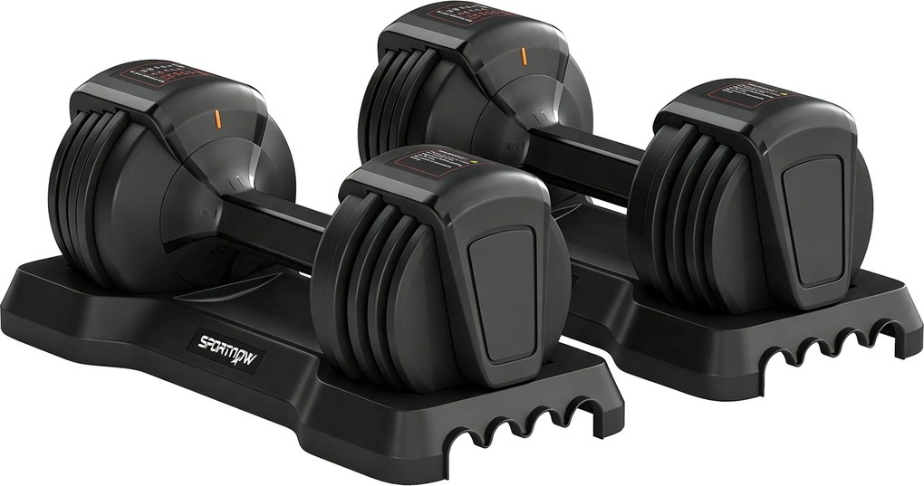 SPORTNOW Conjunto Halteres Ajustáveis 5 em 1 Quick-Dial 11 kg Preto | Aosom Portugal