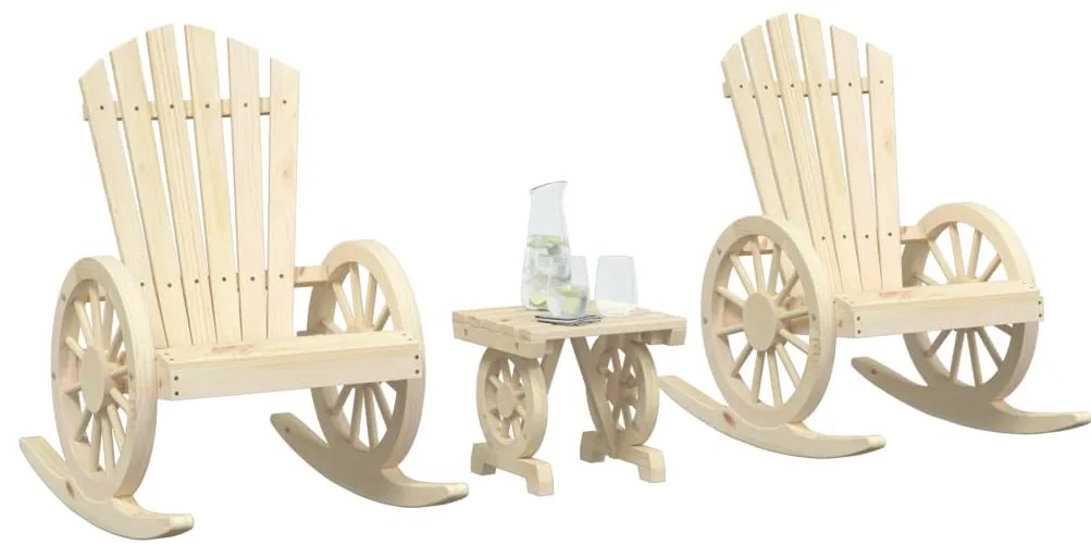 3 pcs conjunto lounge de jardim madeira de abeto maciça