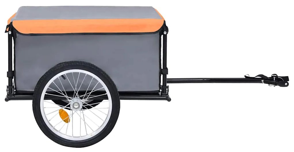 Reboque de carga para bicicleta 65 kg cinzento e laranja