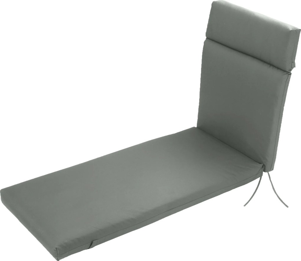 Almofadas para espreguiçadeira (NÃO INCLUIDA): almofada grossa, confortável e acolchoada, com 2 presilhas, 196 x 55 x 8 cm, cinzenta