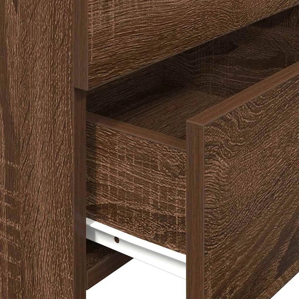 Mesa de cabeceira com 2 gavetas carvalho castanho 40x36,5x62 cm