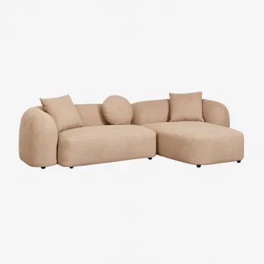 Sofá Modular Chaise Longue Direito De 2 Peças Em Coco Chenille Tecido De Chenille Espesso Castanho Latte - Sklum