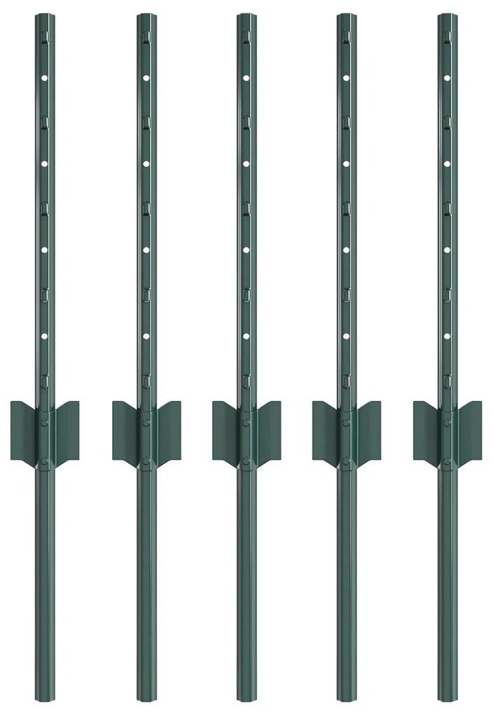 Postes de Cerca 5 pcs U-Channel Verde 40 cm Aço