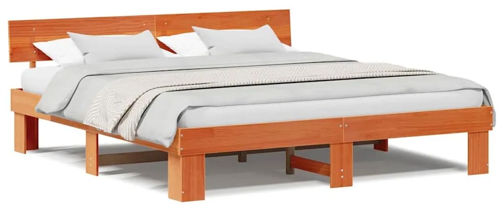 Estrutura da Cama Castanho-mel 180 x 200 cm Madeira de Pinheiro