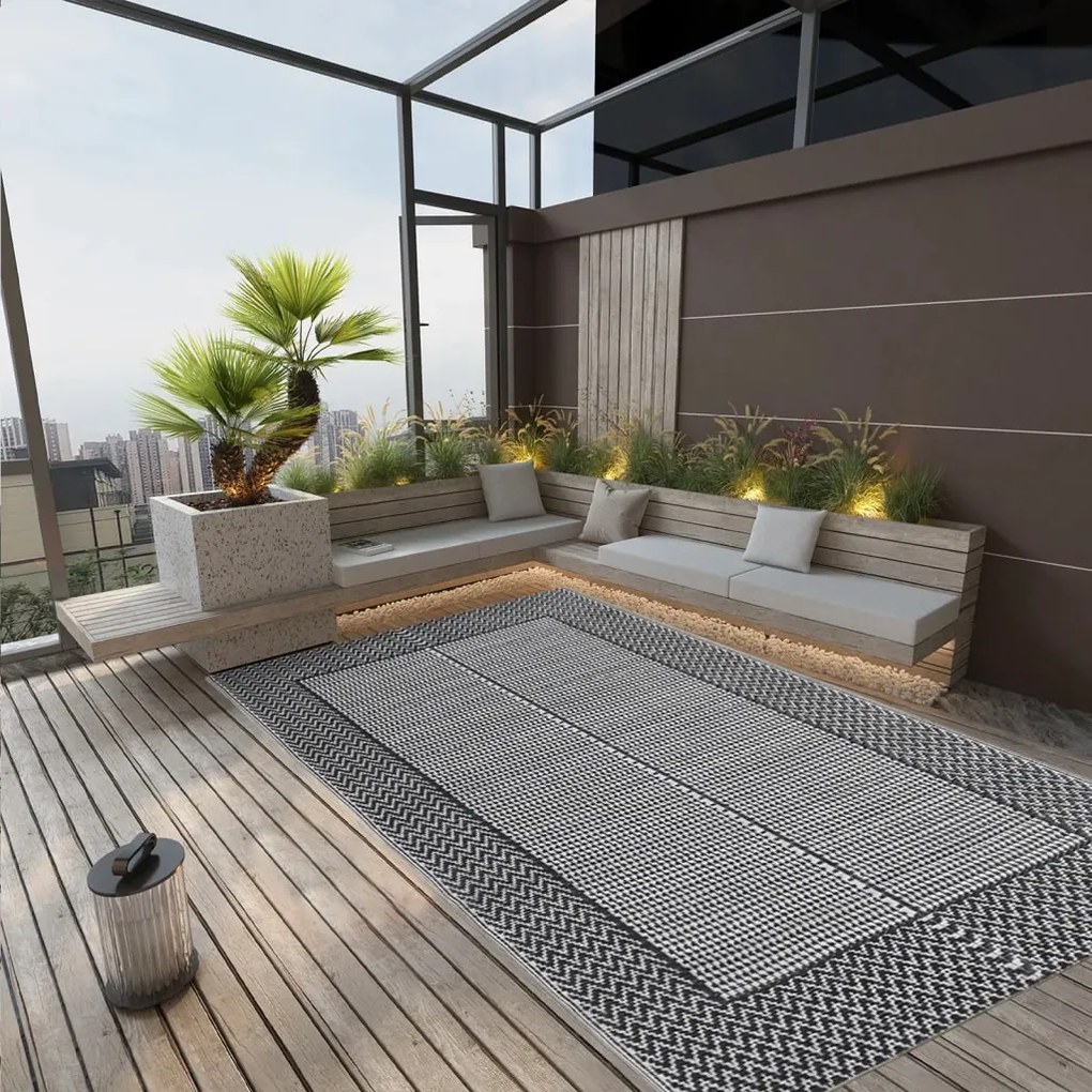 Tapete de exterior 140x200 cm PP preto