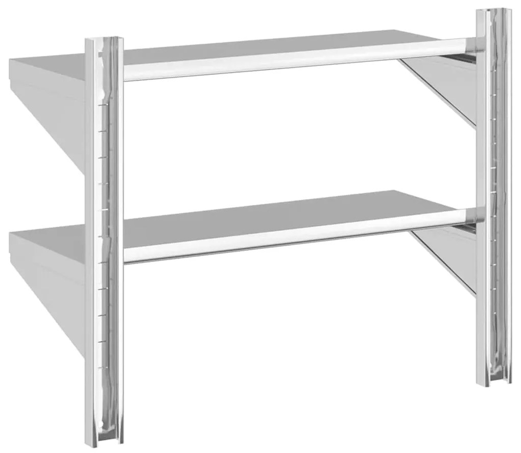 Estante parede 2 prateleiras 75x30x60 cm aço inoxidável prata