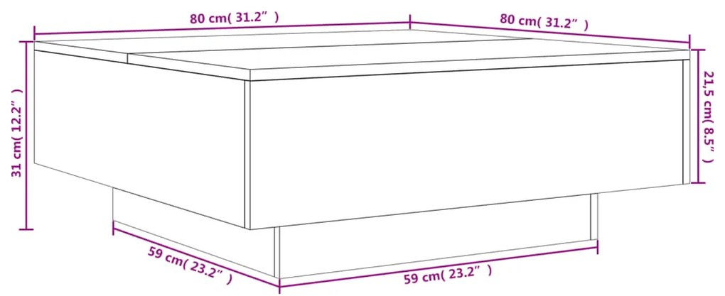 Mesa de centro 80x80x31 cm contraplacado preto