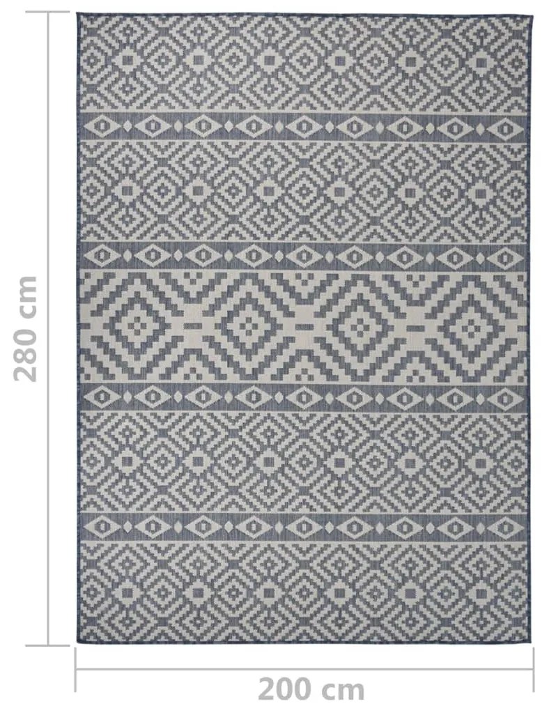 Tapete de tecido plano para exterior 200x280 cm riscas azuis