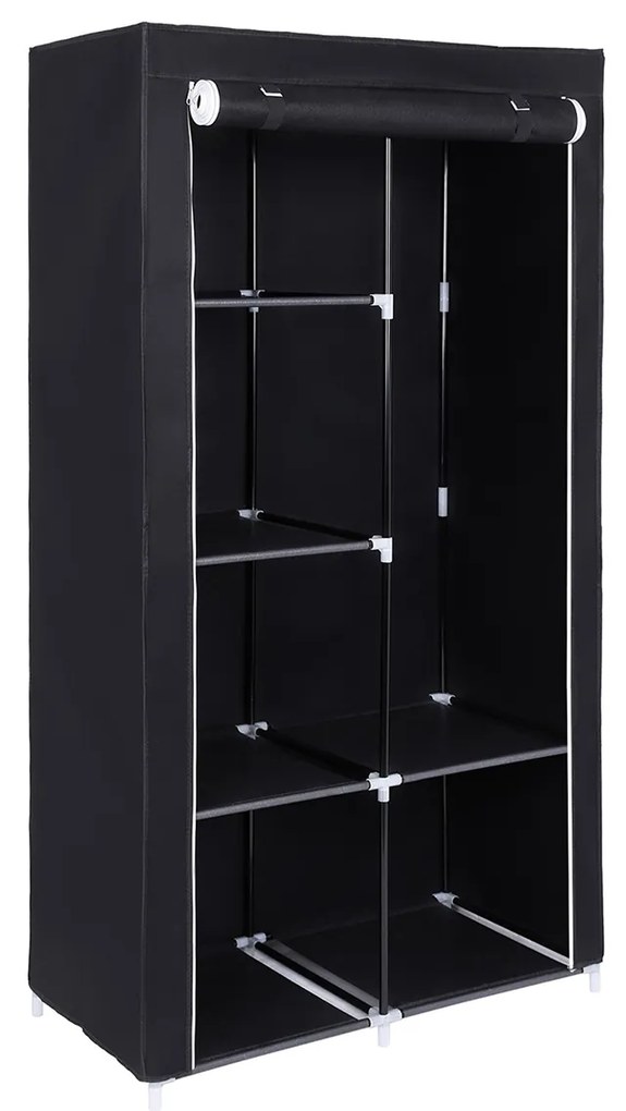 Guarda-roupa de tecido SONGMICS, organizador de roupas com 2 trilhos para pendurar, 6 prateleiras, design personalizável, 88 x 45 x 168 cm, para quarto, departamento, preto RYG84H