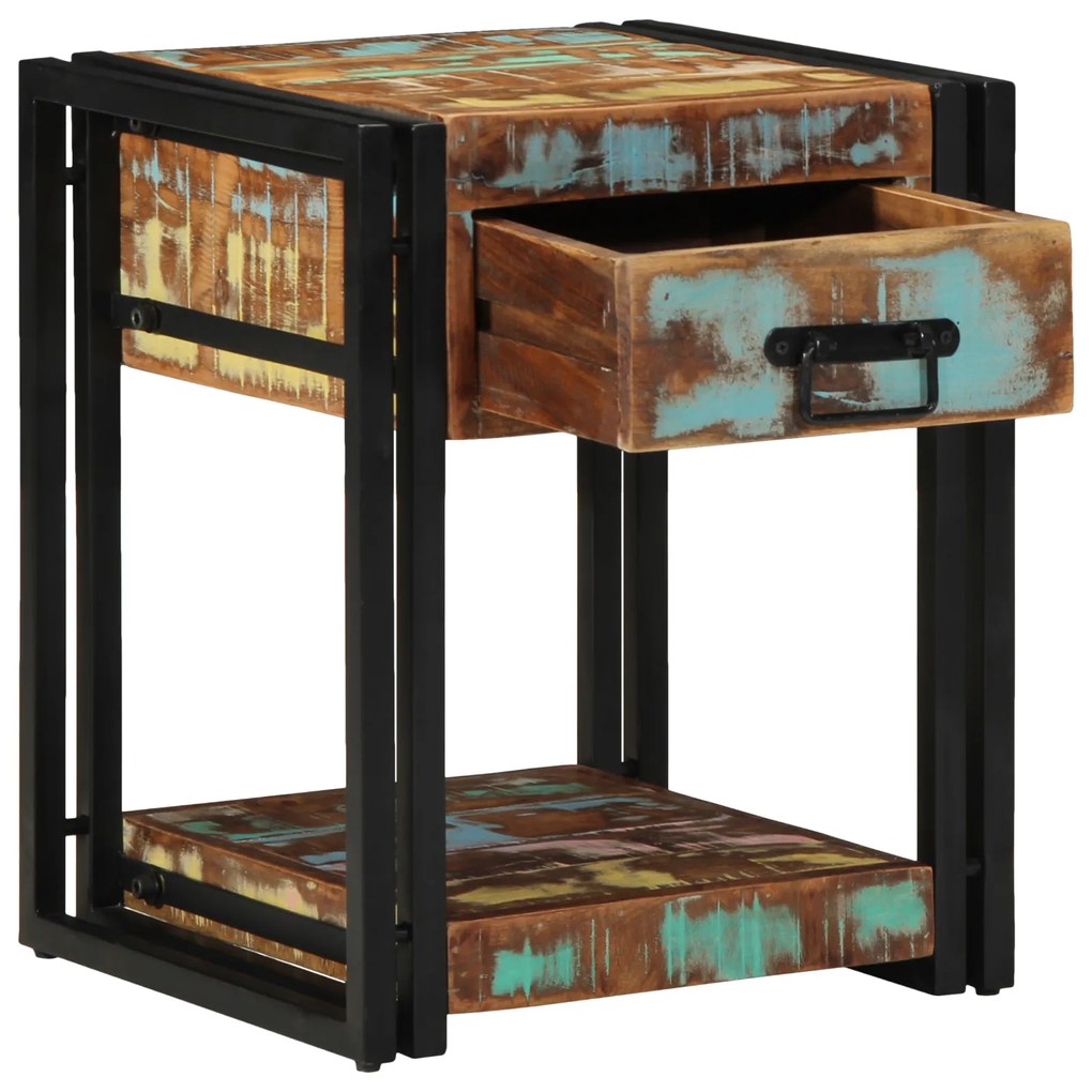 vidaXL Cômoda de Cabeceira 40x40x50 cm Madeira Reutilizada Maciça