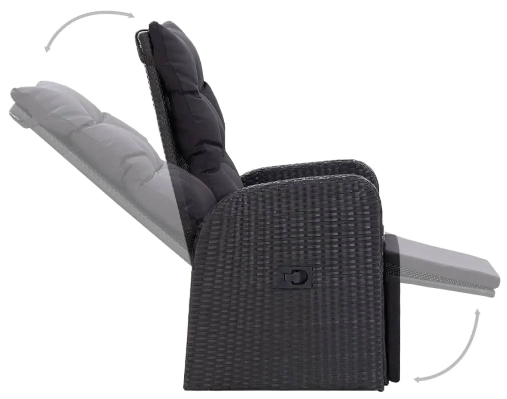 5 pcs conjunto de jantar para jardim preto