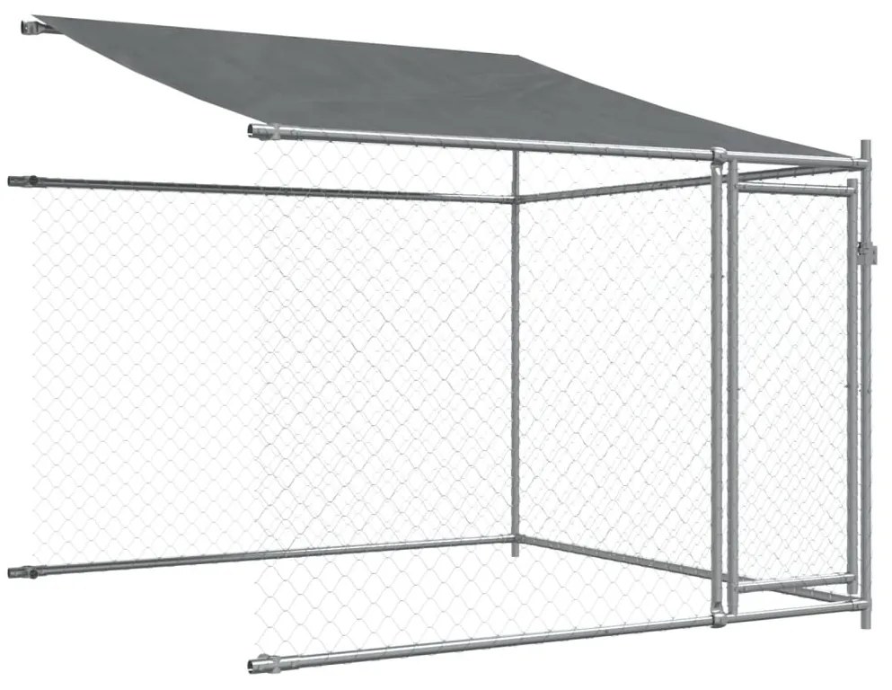 Jaula para cão com telhado/portas 10x2x2m aço galvanizado cinza