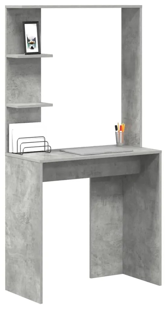 Secretária de Computador Cinzenta de Cimento Cinzento de cimento