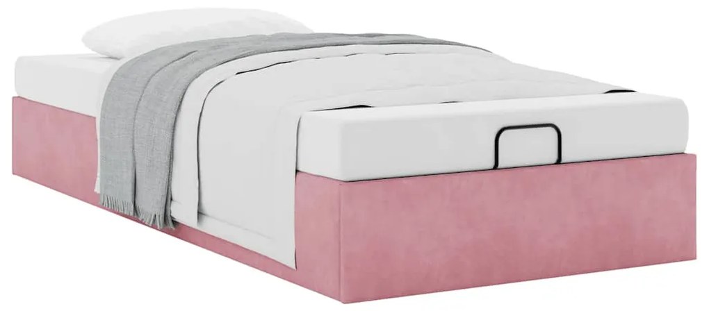 Ottoman Bed Frame No Colchão Rosa 90x190 cm Veludo