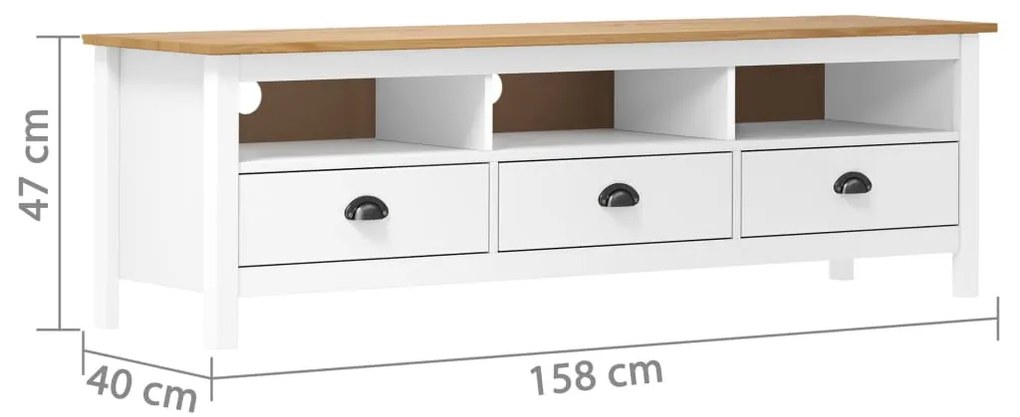 Móvel de TV Hill 158x40x47 cm pinho maciço branco
