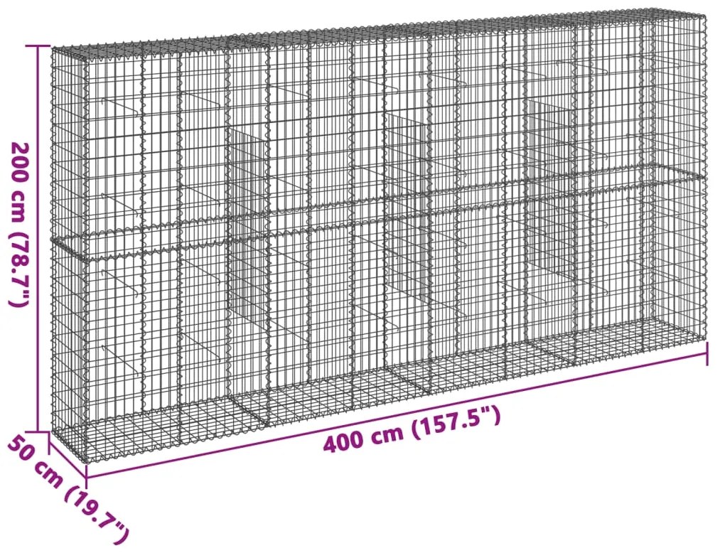 Cesto gabião com cobertura 400x50x200 cm ferro galvanizado