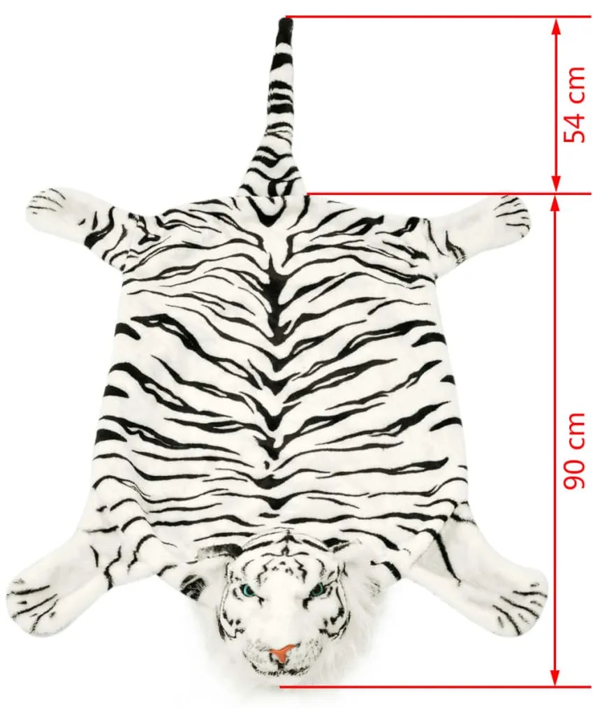 Tapete tigre de pelúcia, 144 cm, branco