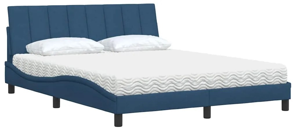 Cama com colchão 160x200 cm tecido azul