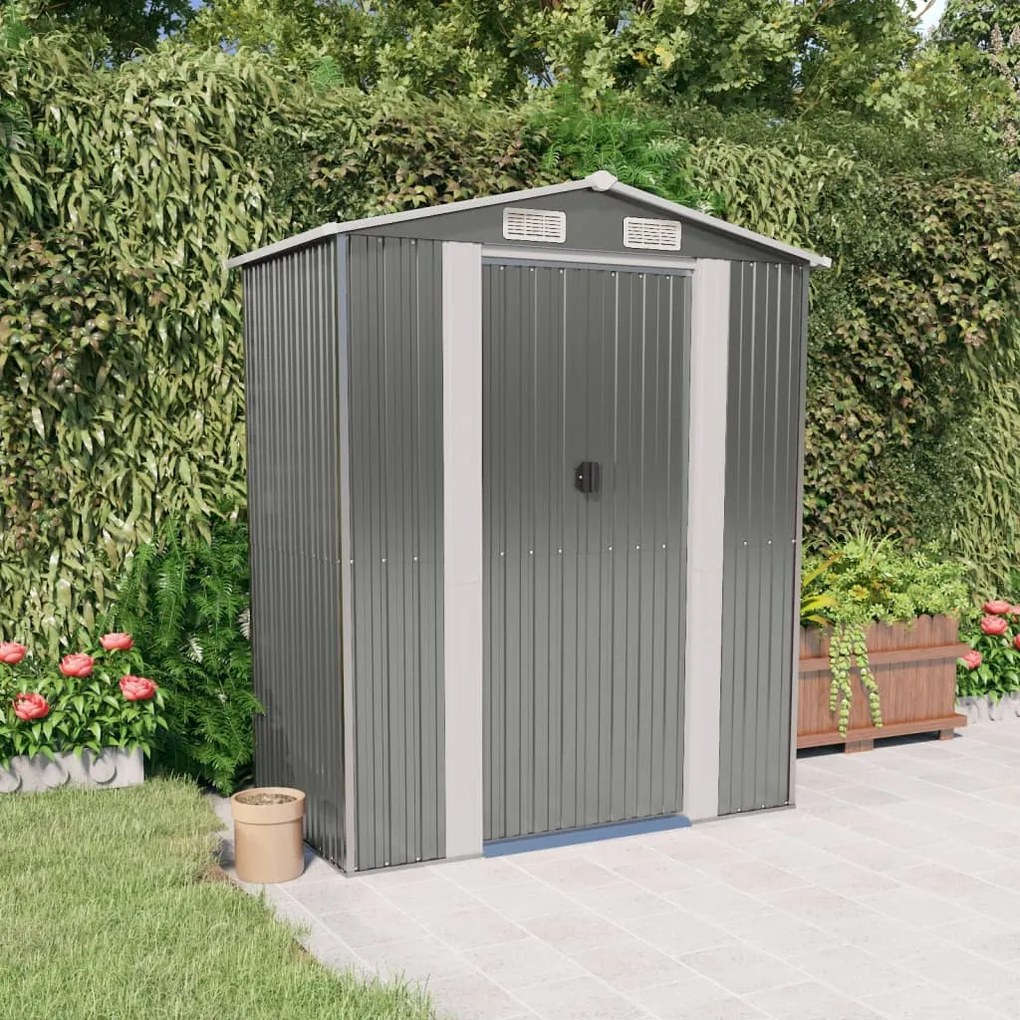 319269 vidaXL Abrigo de jardim 192x108x223 cm aço galvanizado cinzento-claro