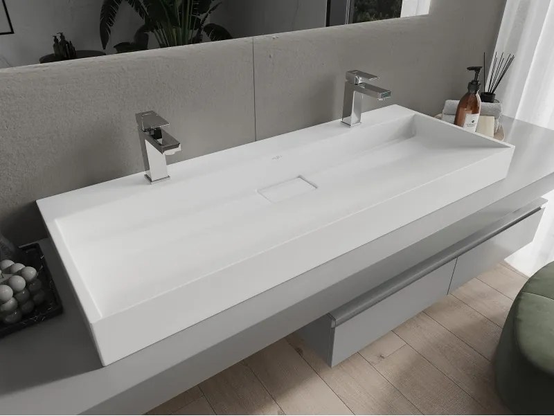 Mexen Ava lavatório de bancada em compósito 2/O 120 x 46 cm, branco - 23011202