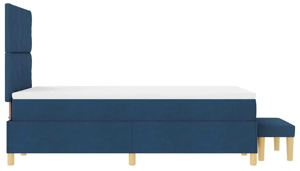 Cama Box com Colchão &amp; Banco Azul 120x200 cm Tecido