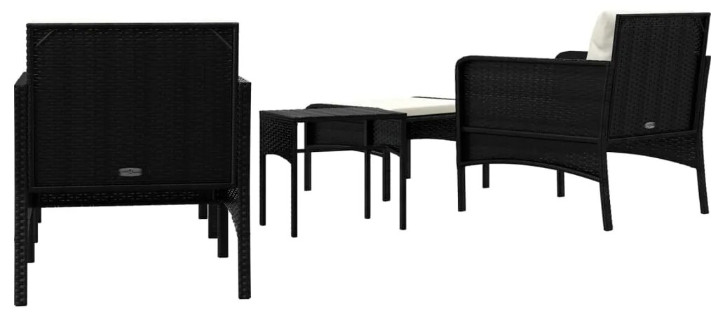 5 pcs conjunto lounge de jardim c/ almofadões vime PE preto