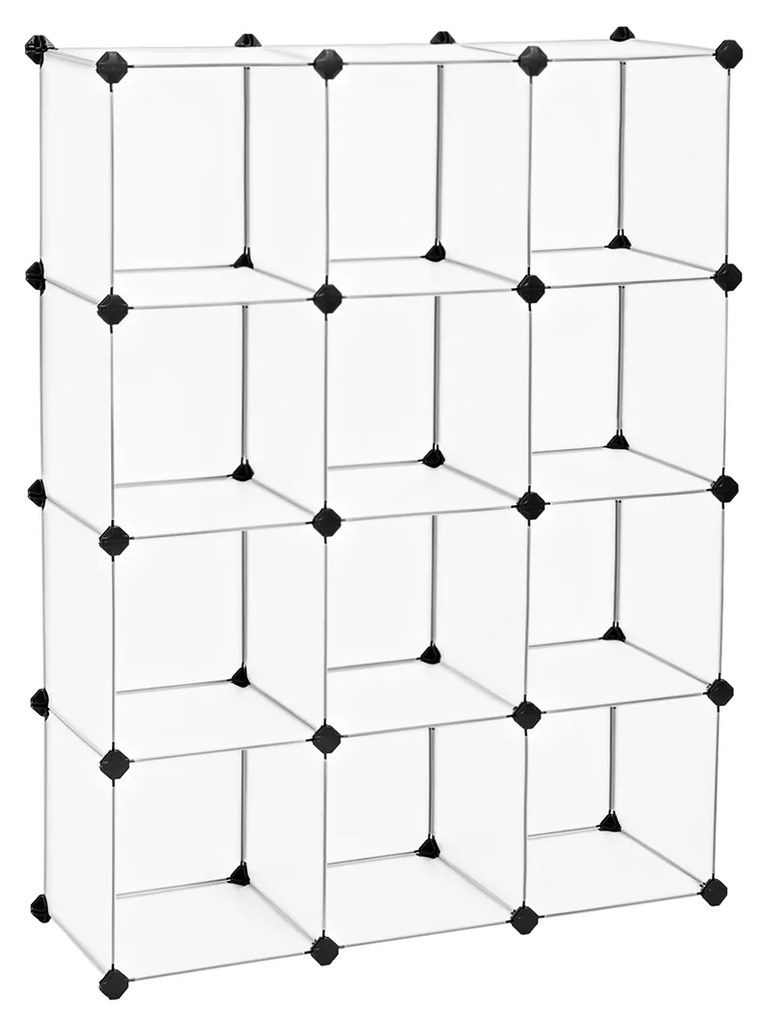 Armário de armário SONGMICS, estante, unidade de armazenamento, cubos de plástico com encaixe, fácil de montar, para sala de estar, armário, quarto, escritório, inclui martelo de borracha, branco LPC34L