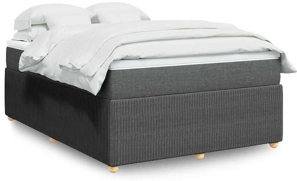 vidaXL Cama com molas/colchão 160x200 cm tecido cinzento-escuro