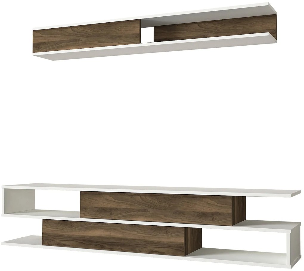 Unidade de TV Manyetik – Branco, Nogueira – 176x39,6x31,5 cm | Tribo H