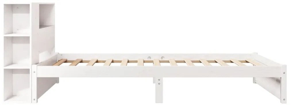 Cama com estante sem colchão 75x190 cm pinho maciço branco