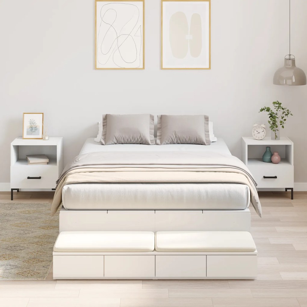 Cama de Armazenamento Branca 120x190 cm