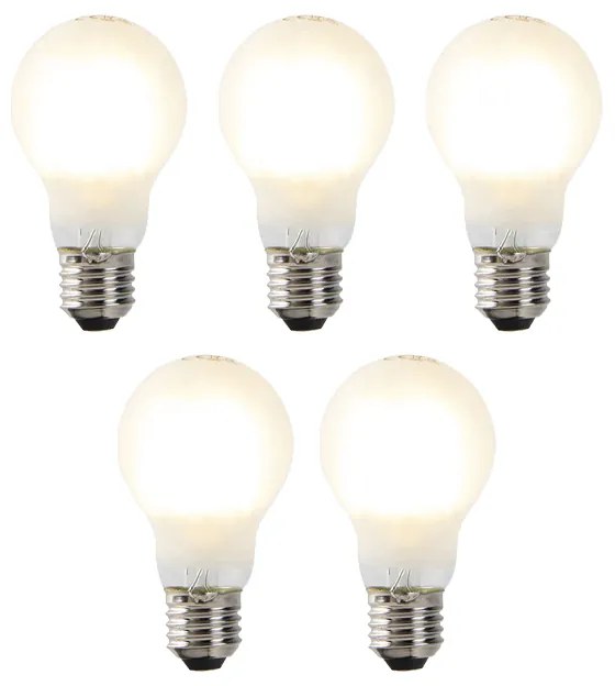 Conjunto de 5 lâmpadas LED reguláveis E27 A60 fosco 7W 806lm 2700K