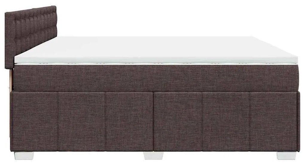 Cama com molas/colchão 200x200 cm tecido castanho-escuro