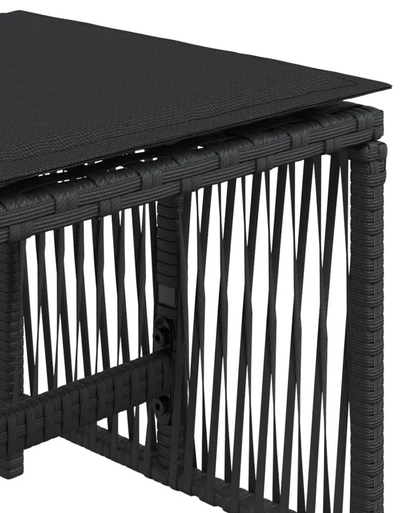 Bancos de jardim com almofadões 4 pcs 41x41x36 cm vime PE preto