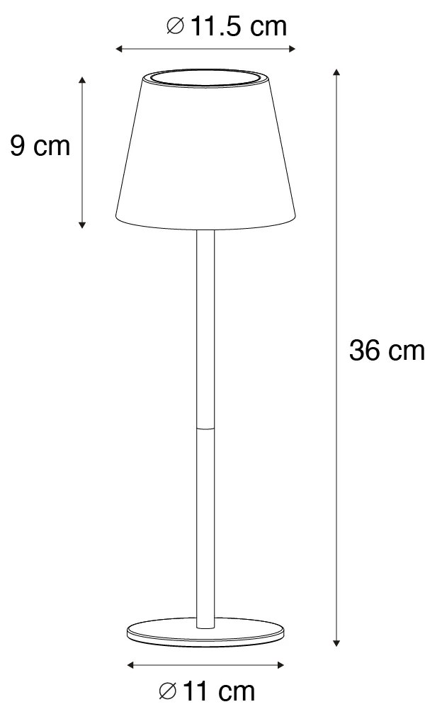 Candeeiro de mesa branco com LED regulável e recarregável RGB IP54 - Murdock Moderno