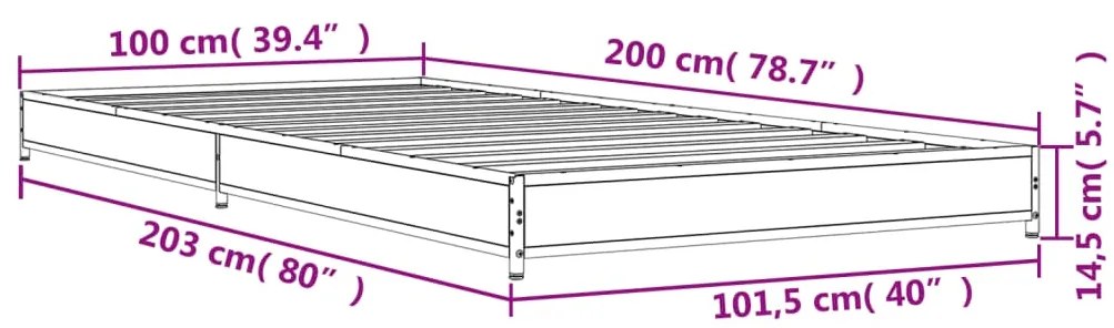 Estrutura de cama derivados de madeira/metal carvalho castanho