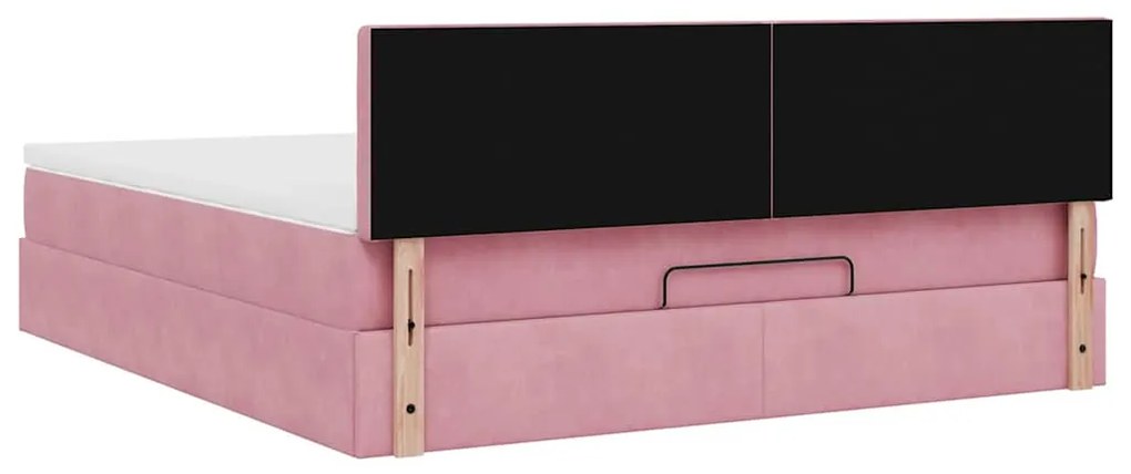 Estrutura de cama otomana com colchão 160x200 cm veludo rosa
