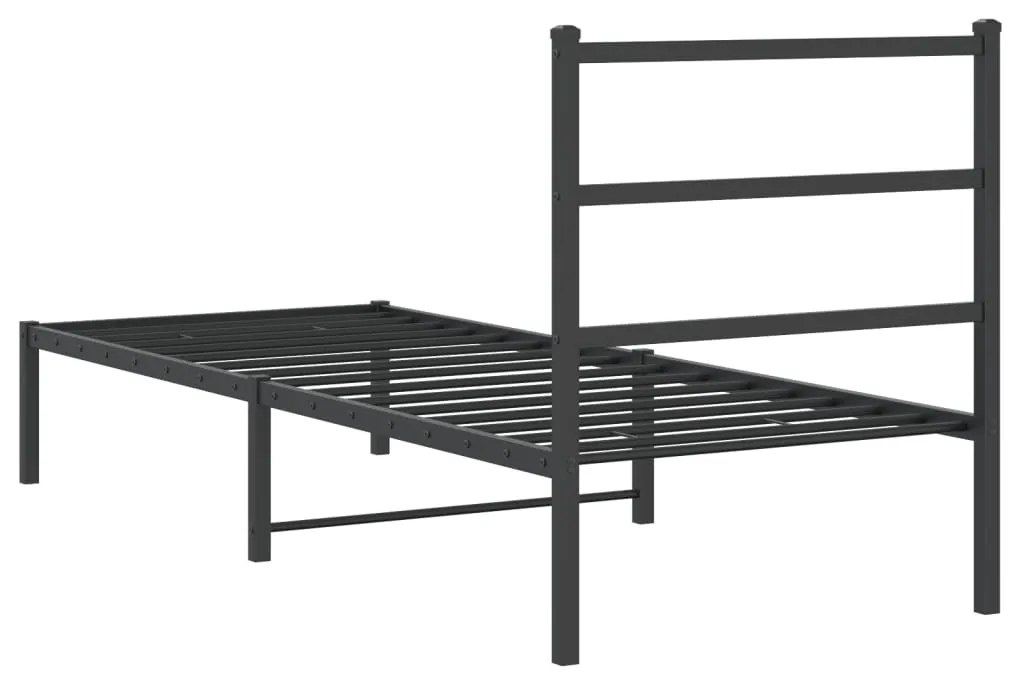 Estrutura de cama metal s/ colchão c/ cabeceira 75x190 cm preto
