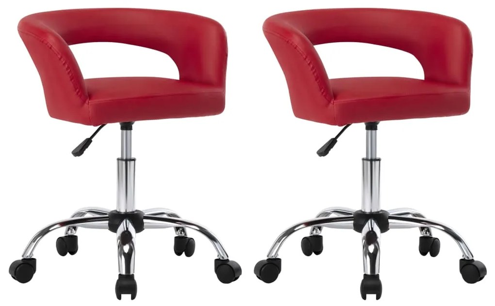 vidaXL Cadeiras de jantar 2 pcs couro artificial vermelho-tinto