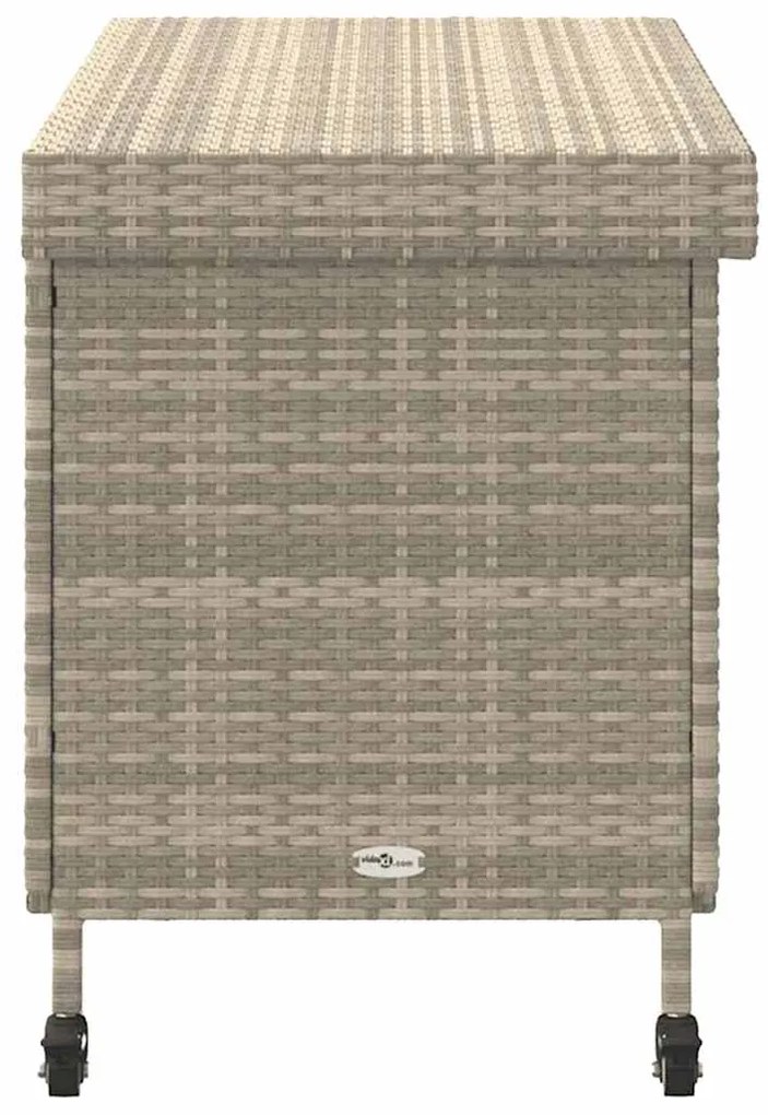 Caixa de arrumação com rodas 110x55x73 cm vime PE cinza-claro