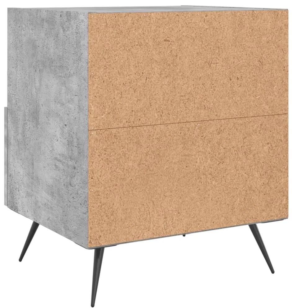 Mesas de cabeceira 2pcs derivados de madeira cinza cimento
