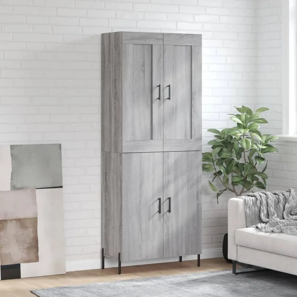 vidaXL Armário alto 69,5x34x180 cm derivados de madeira sonoma cinza